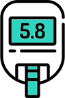 Two glucose meter icons side by side for device comparison tool